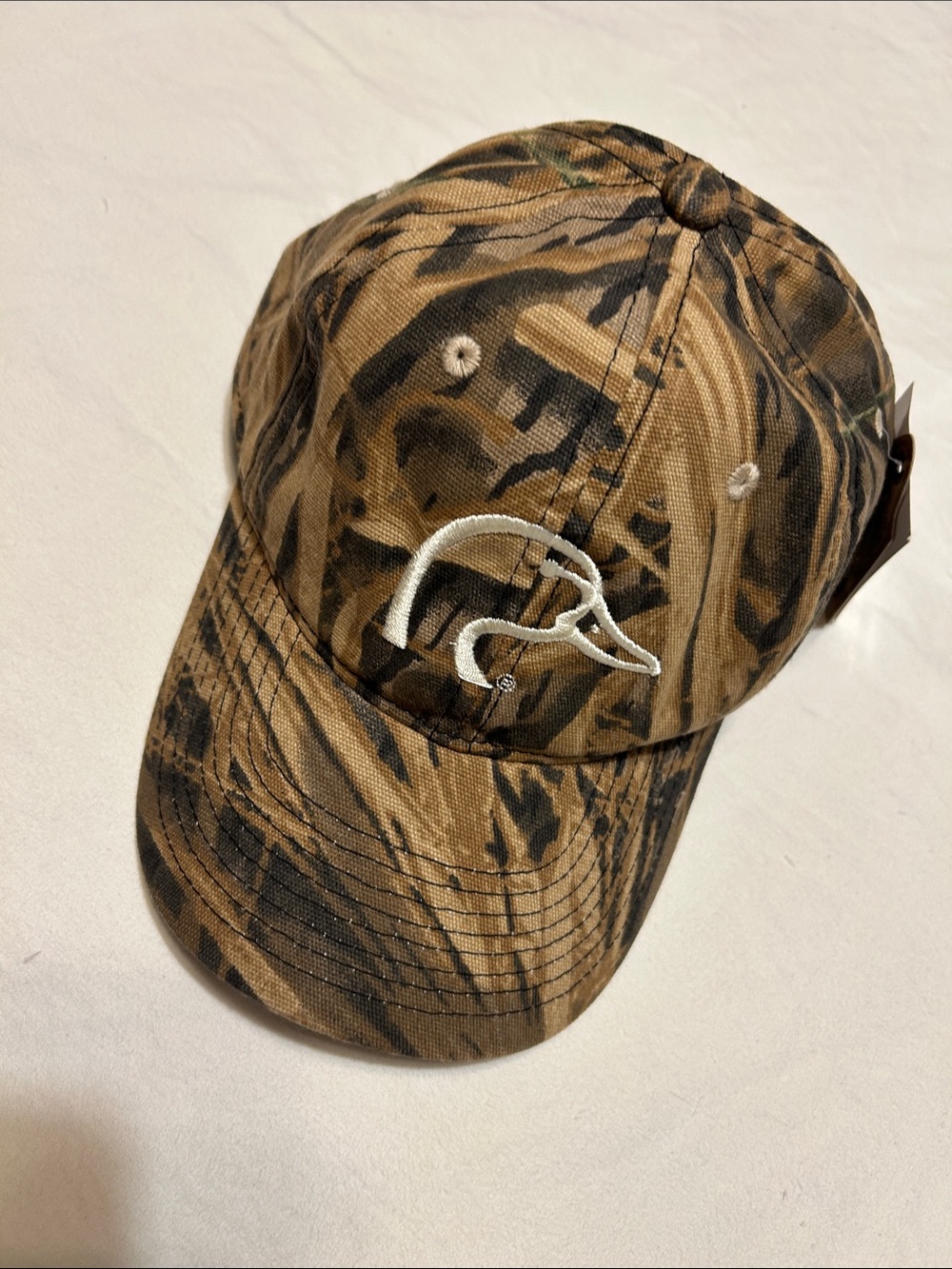 Embroidered Duck Logo Camo Baseball Cap - Brown Camo